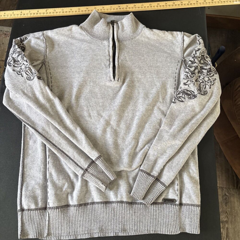 BKE Buckle Women's Sweater Dark Gray Size Large‎ Long Sleeve Pullover 1/4 Zip